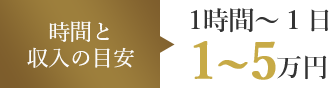時間と収入の目安 1時間~1日1~5万円